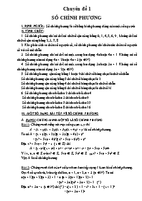 Toán 9 - Chuyên đề 1 Số chính phương